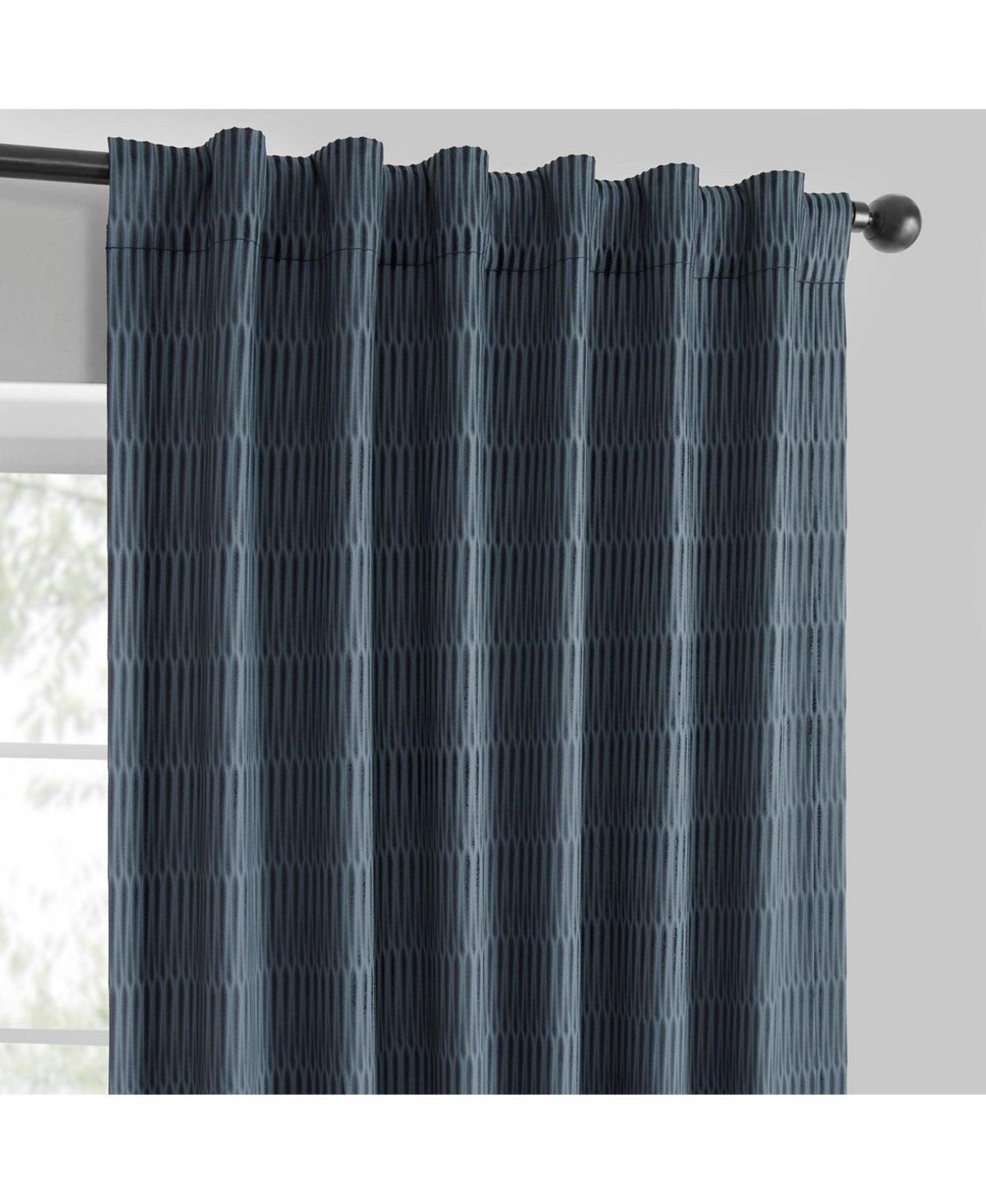 Half Price Drapes Deep Blue Abstract Lounge Embossed Velvet Room Darkening Curtain