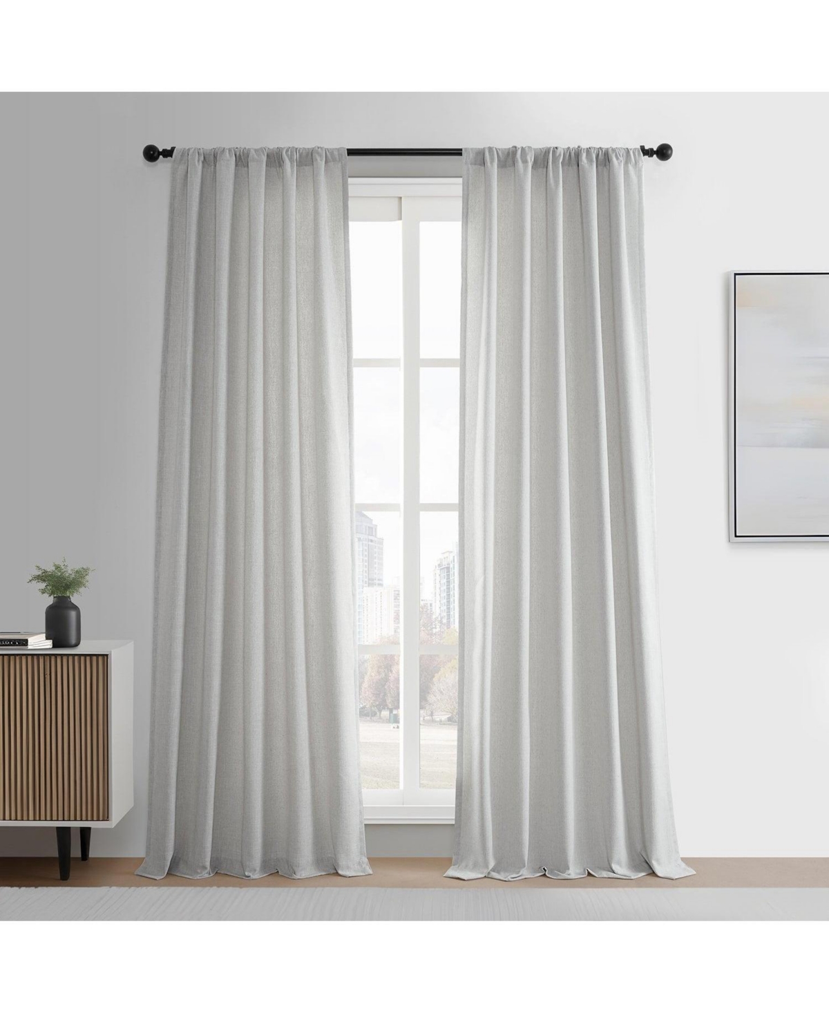 Half Price Drapes Off White Simply Faux Linen Curtain Pair (2 Panels) In White