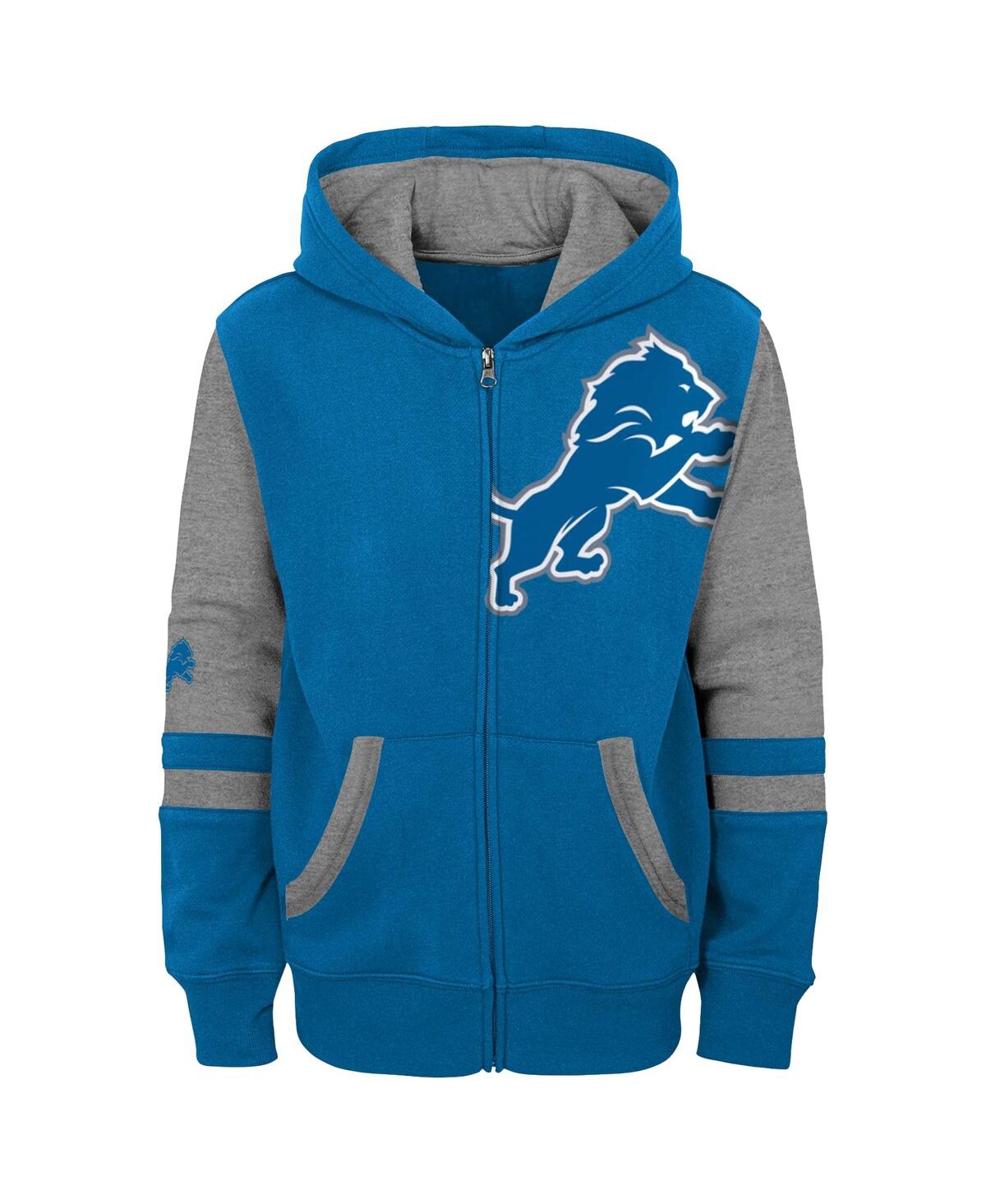Outerstuff Little Boys And Girls Blue Detroit Lions Stadium Color Block Full-zip Hoodie In Blue