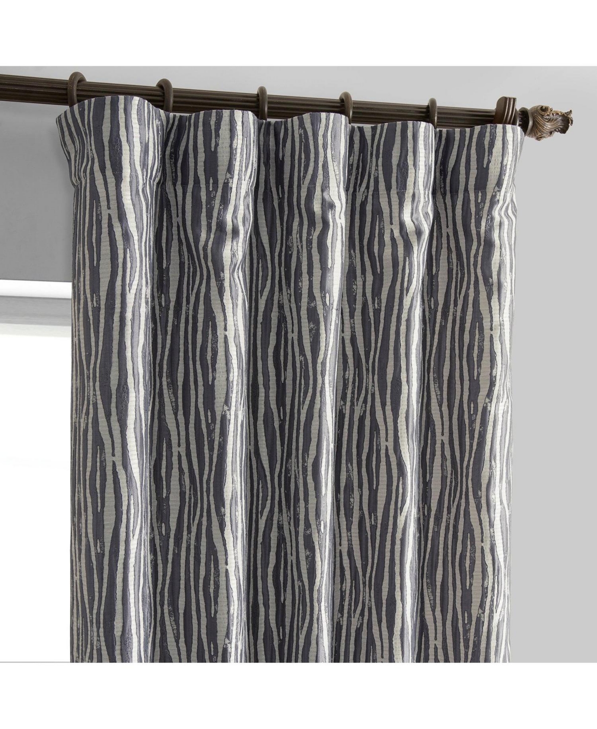 Half Price Drapes Tiger Striped Grey Faux Silk Jacquard Room Darkening Curtain