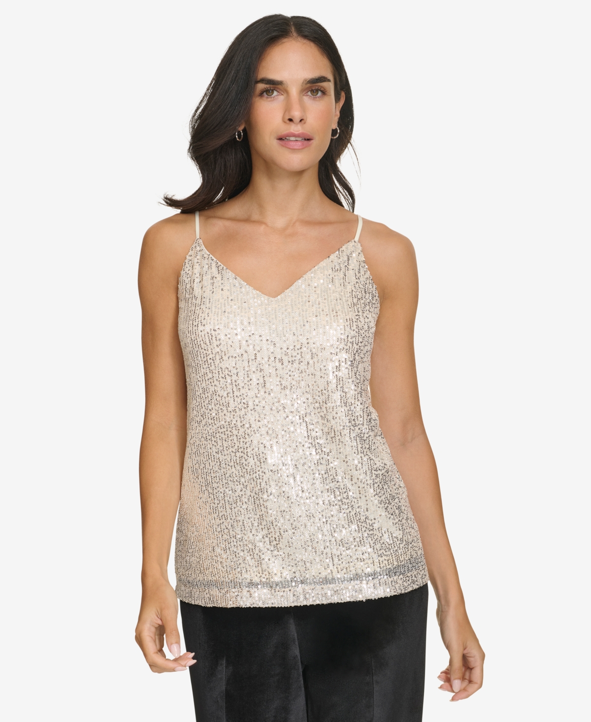 Calvin Klein Women's V-neck Sequin Camisole In Cream