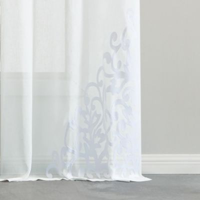 Natalie Linen Textured With 3D Velvet Scroll Design Light Filtering Window Panel Set, 76" W x 84" L