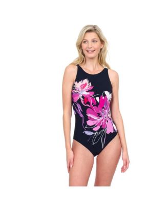 Women s Water Lily High Neck One Piece Mastectomy Swimsuit