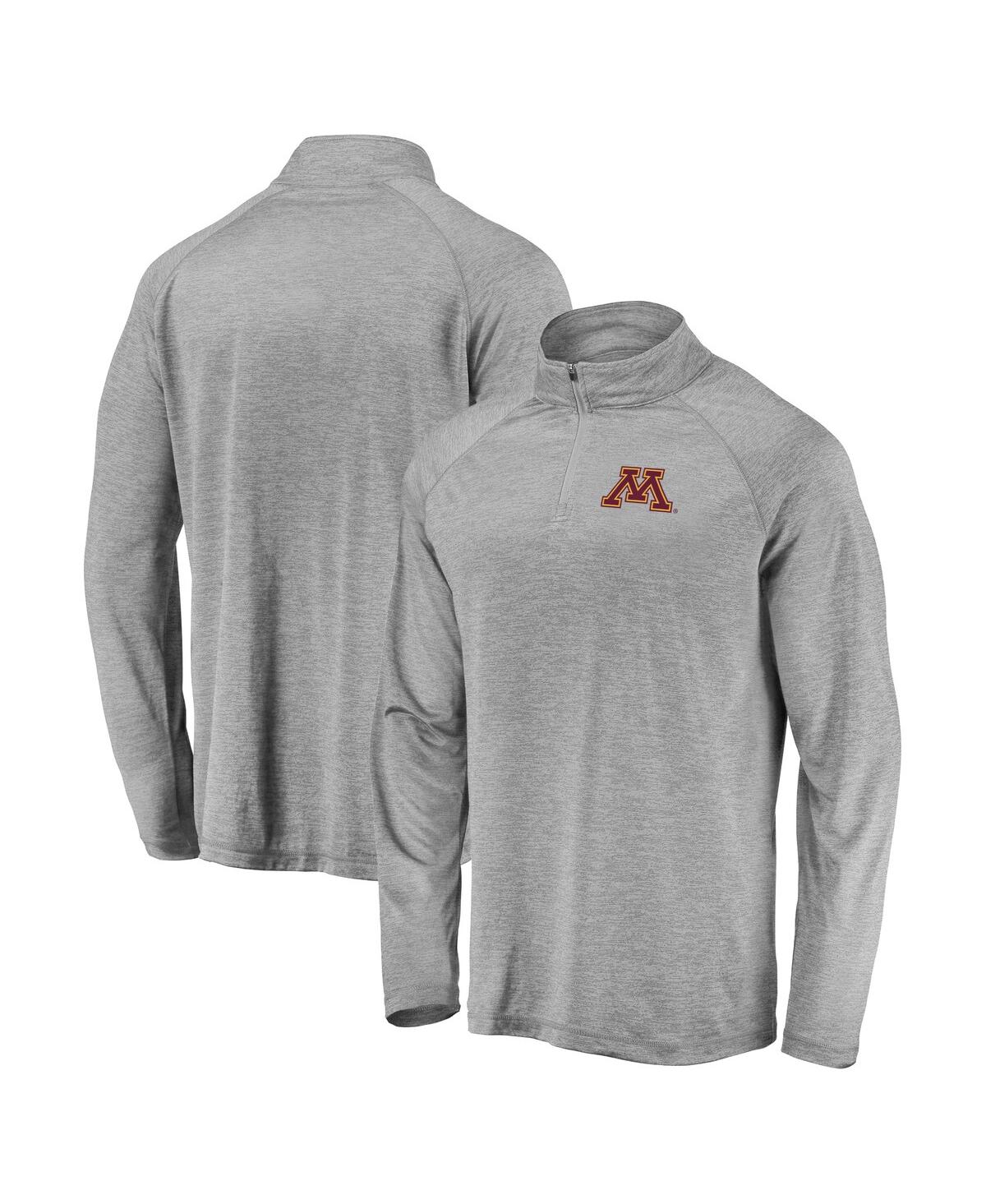 Fanatics Men's Gray Minnesota Golden Gophers Striated Raglan Lightweight Quarter-zip Top In Gray