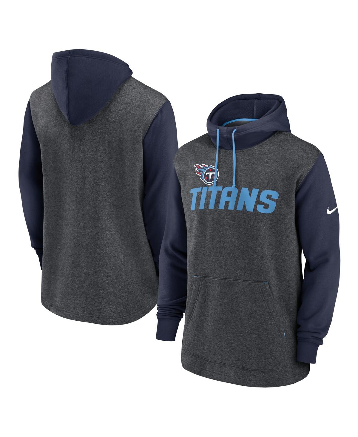 Nike Men's Heathered Charcoal/navy Tennessee Titans Surrey Legacy Pullover Hoodie In Heather Charcoal,navy
