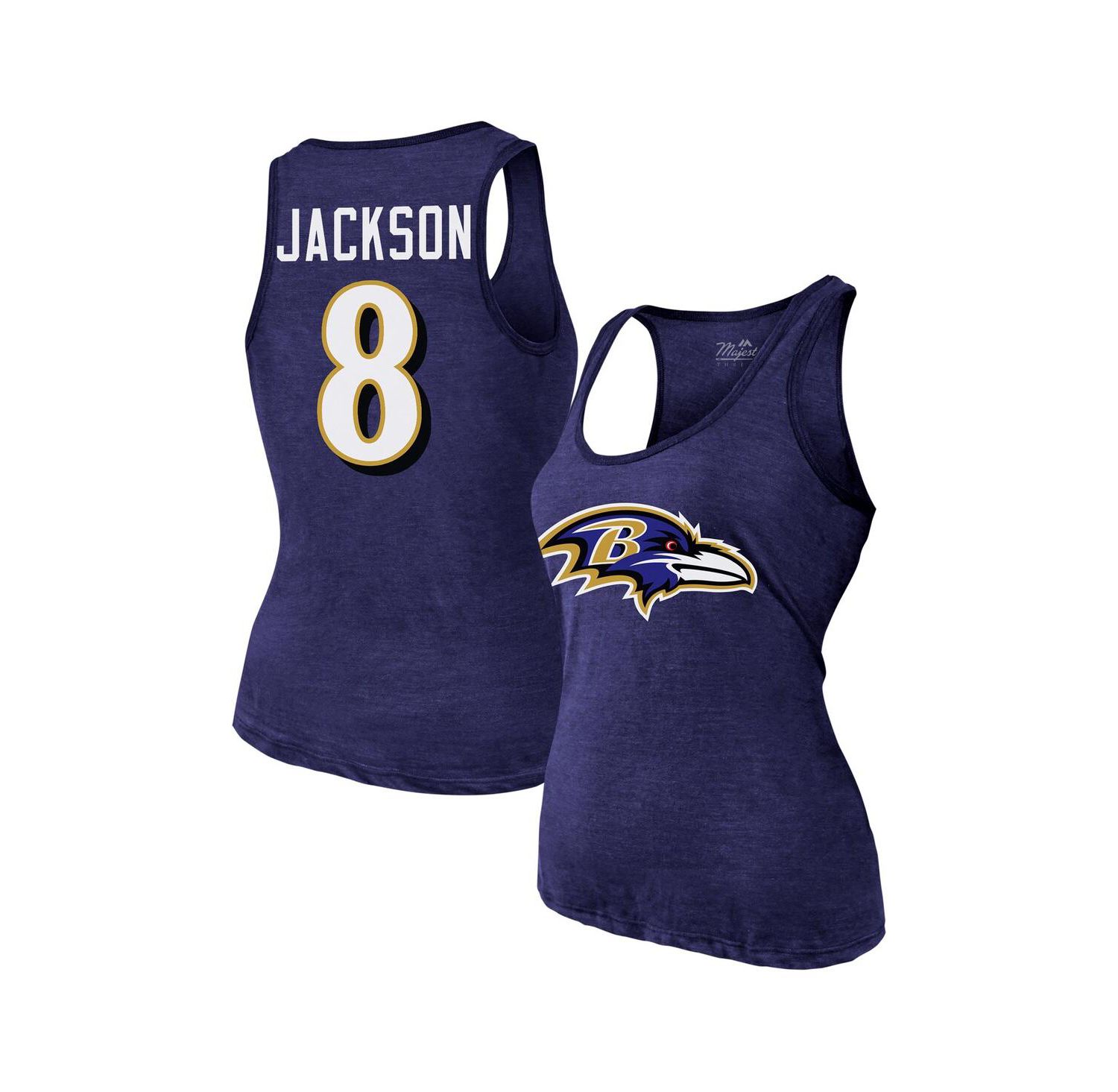 Women's Lamar Jackson Purple Baltimore Ravens Name & Number Tri-Blend Tank Top