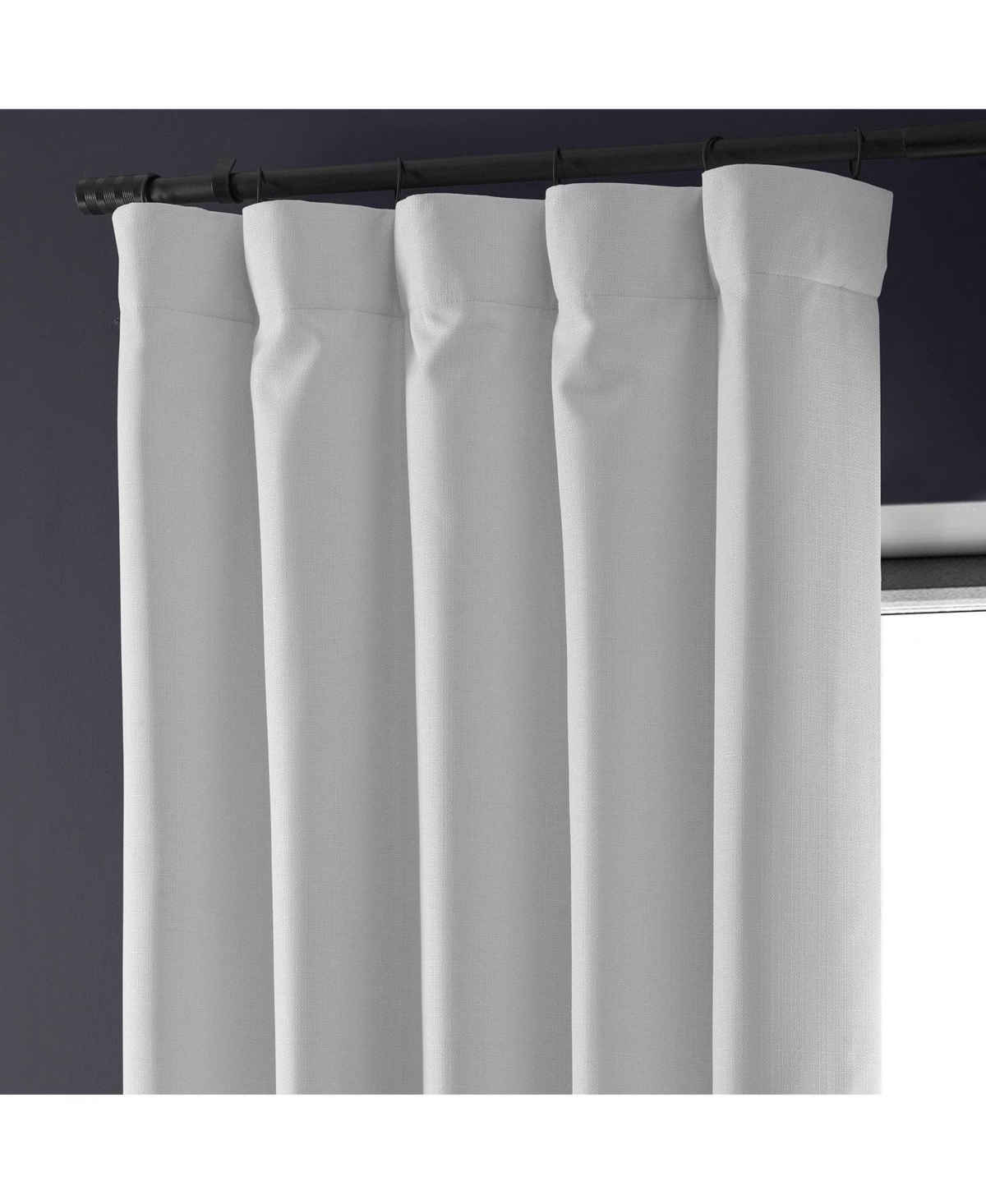 Half Price Drapes Mission White Faux Linen Hotel Blackout Curtain In White