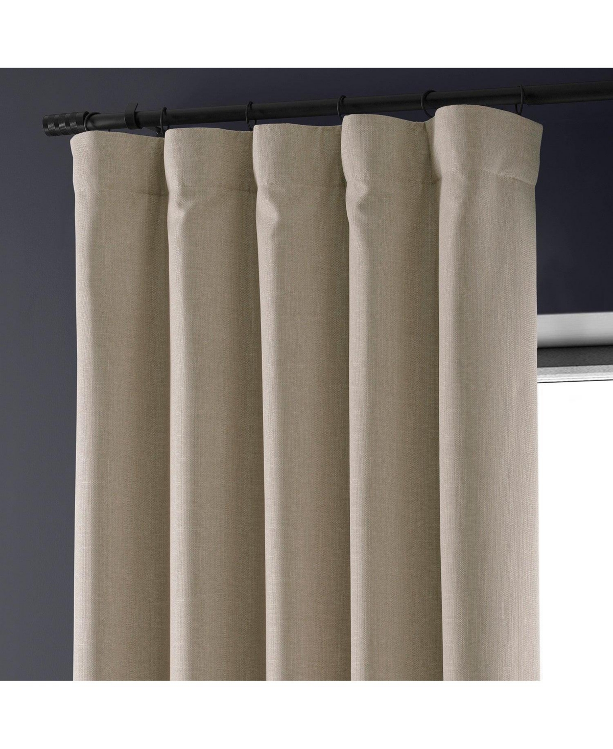 Half Price Drapes Safari Tan Faux Linen Hotel Blackout Curtain In Beige,tan