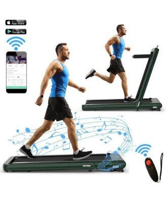4.75HP 2 In 1 Folding Treadmill with Remote APP Control-Green