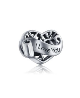 Romantic Filigree Heart Charm Bead for Wife or Daughter in Sterling