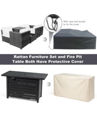 42 Inch 60 000 BTU Rectangular Propane Fire Pit Table with Waterproof Cover