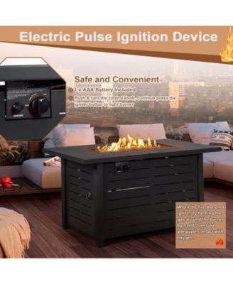 42 Inch 60 000 BTU Rectangular Propane Fire Pit Table with Waterproof Cover