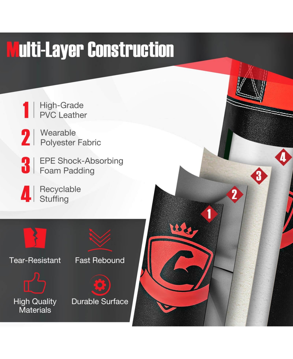 Skonyon 11 Pounds Kids Hanging Punching Bag Set with Punching Gloves- Black