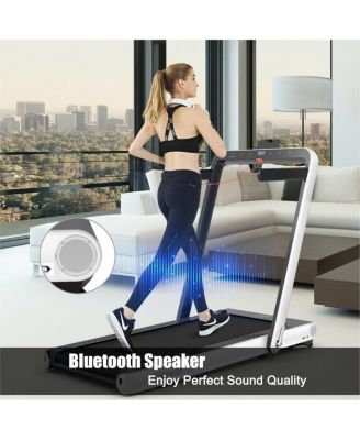 4.75HP 2 In 1 Folding Treadmill with Remote APP Control-White