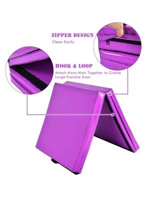 6 x 2 Feet Folding Gymnastic Mat with Carrying Handles for Yoga-Purple