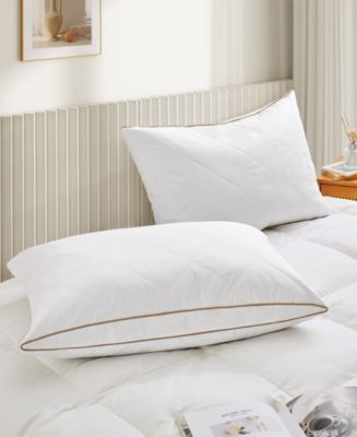 UNIKOME 100% Cotton Medium Support Feather Down 2-Pack Pillows - Macy's