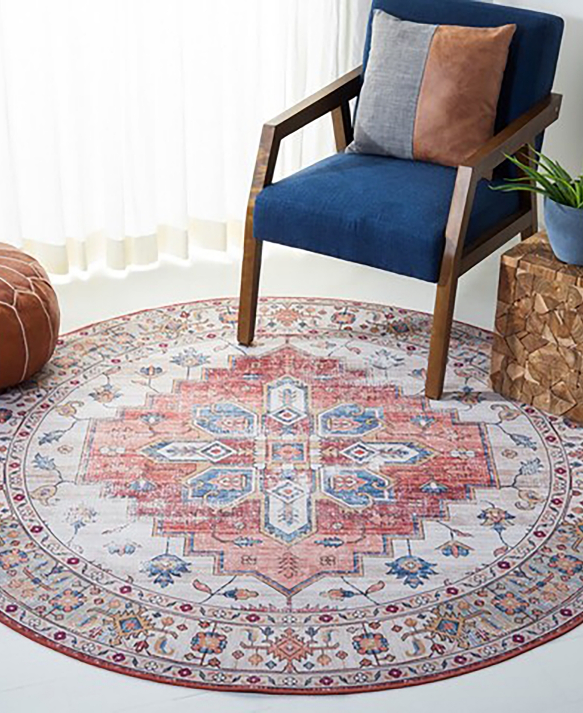 Safavieh Tucson Washable TSN109B 5'x5' Area Rug -Blue