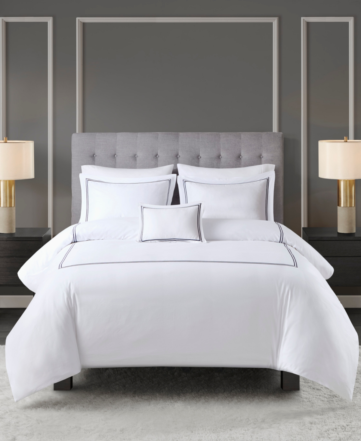 Madison Park Signature Luxury Collection Embroidered 5-pc. Comforter Set, King/california King In White,navy