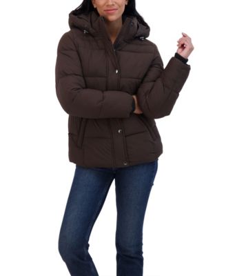 Women's Short Hooded Stretch Puffer Jacket