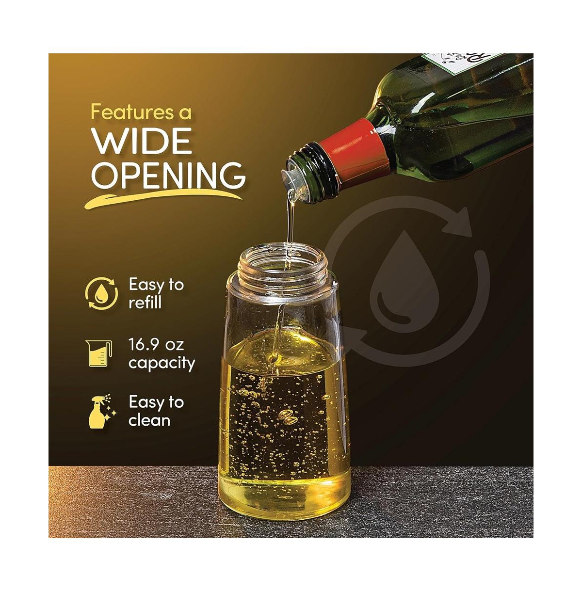 Belwares Oil Dispenser for Kitchen - Oil and Vinegar Dispenser Set - Cooking Essentials - 17 oz and 8.5 oz Glass Bottles with Precision Pouring Measur