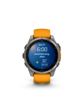 fenix 8 47mm, AMOLED, Outdoor & Fitness GPS Smartwatch, Saphire, Bare Graphite Titanium, Spark Orange/Graphite Band, NA