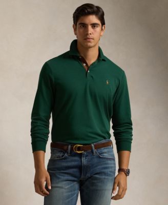 Men's Classic-Fit Long Sleeve Soft Cotton Polo Shirt