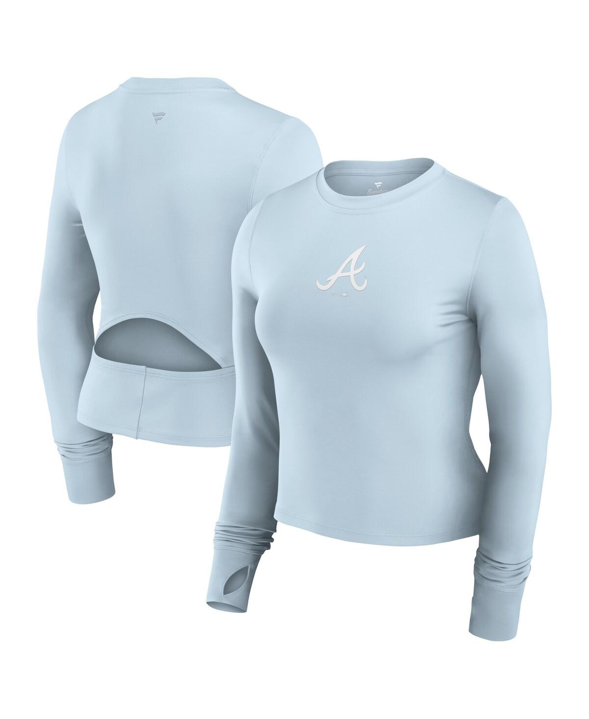 Fanatics Women's Light Blue Atlanta Braves Studio Fitted Long Sleeve Gym Top In Light Blue