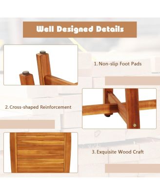 5 Pieces Wood Patio Dining Set with Square Table and 4 Stools