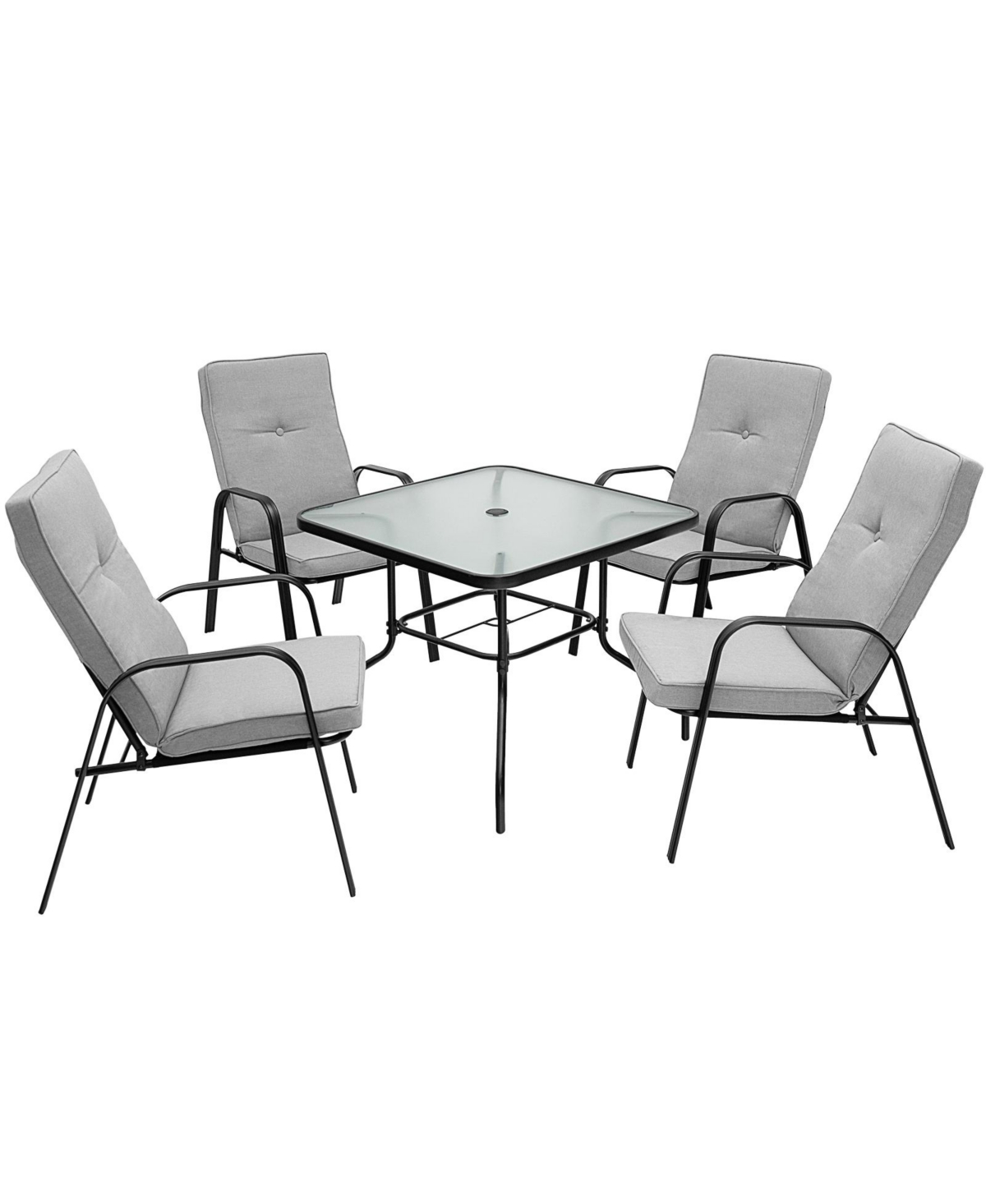 Sugift 5 Pieces Outdoor Dining Set with 4 Stackable Chair and High-Back Cushions