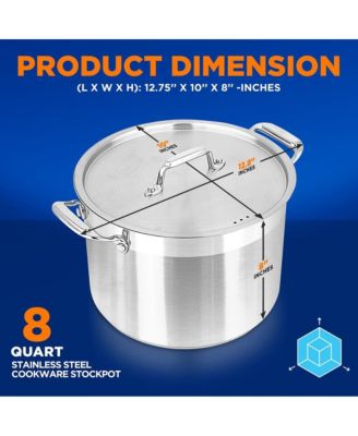 Stainless Steel Cookware Stockpot - 8 Quart, Heavy Duty Induction Pot, Soup Pot With Stainless Steel Lid