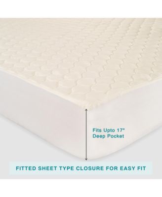 Luxury Organic Cotton Quilted Mattress Protector with 17" Deep Pockets, Water- Resistant, King Size