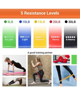 5 Pack Resistance Loop Bands Set Workout Fitness Latex Bands Gym Home Yoga 80Lbs