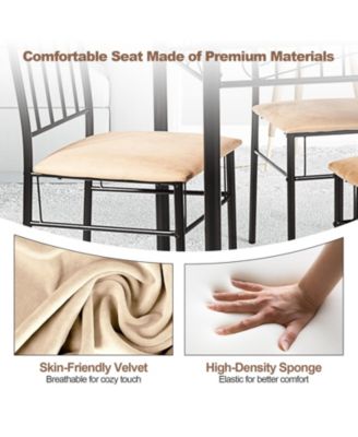 5 Pieces Dining Set Wooden Table and 4 Cushioned Chairs