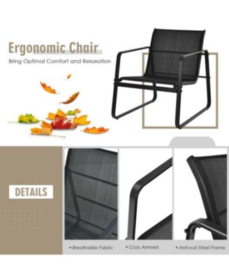 3 Pieces Patio Bistro Furniture Set with Glass Top Table Garden Deck