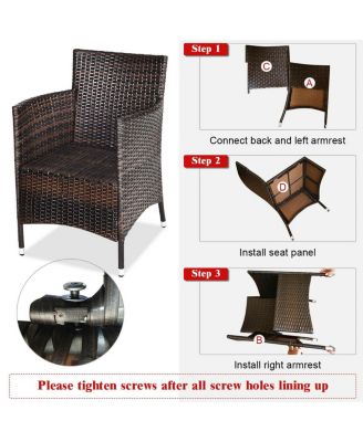 3 Pieces Ergonomic Wicker Patio Conversation Set