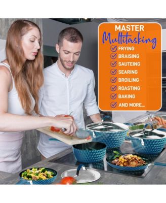 11-Piece Nonstick Cookware Set with Ceramic Coating, Induction Ready Pots and Pans, Ergonomic Handles