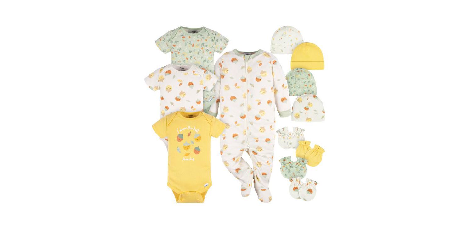 Baby Girls Essentials 12-Piece Layette Bundle, Acorns