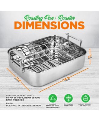 Roasting Pan / Roaster with Polished Rack and Cast Handle