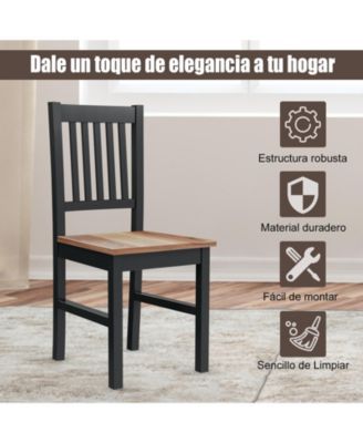 Set of 4 Dining Chair Spindle Back Wooden Legs