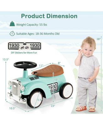 Retro Kids Ride-on Toy Kids Sit to Stand Vehicle with Working Steering Wheel White