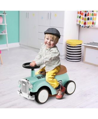 Retro Kids Ride-on Toy Kids Sit to Stand Vehicle with Working Steering Wheel White