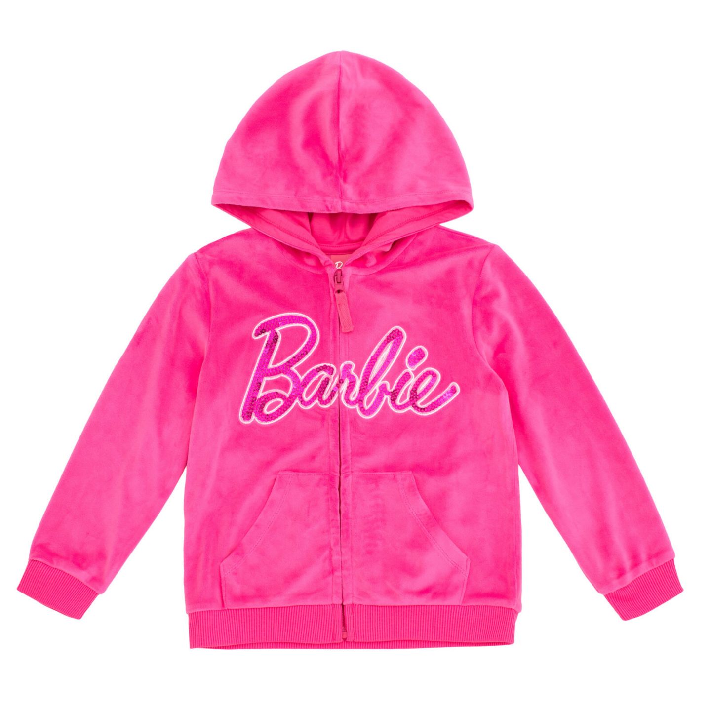 Детский комплект Barbie: велюровое худи на молнии и брюки, парный для семьи, цвет: Girls — фото 4