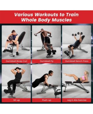 660 LBS Strength Training Bench with 10 Back and 3 Seat for Full Body Workout-Black