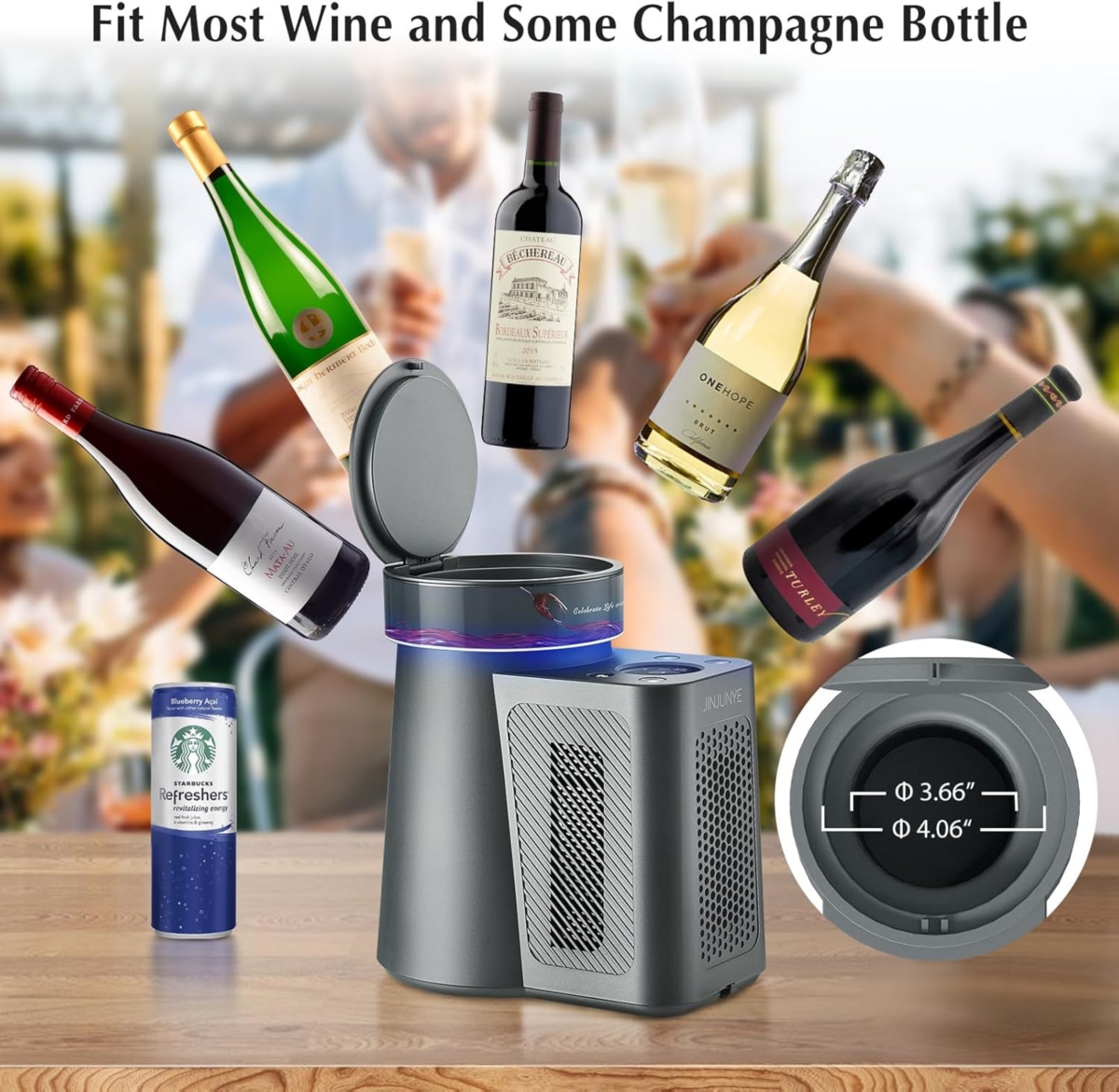 Jinjunye Wine Chiller Electric Upgrade Single Bottle Portable Wine Chiller F for Bottle Red, White Wine, Champagne, Sparking, Iceless Wine Cooler, Kit