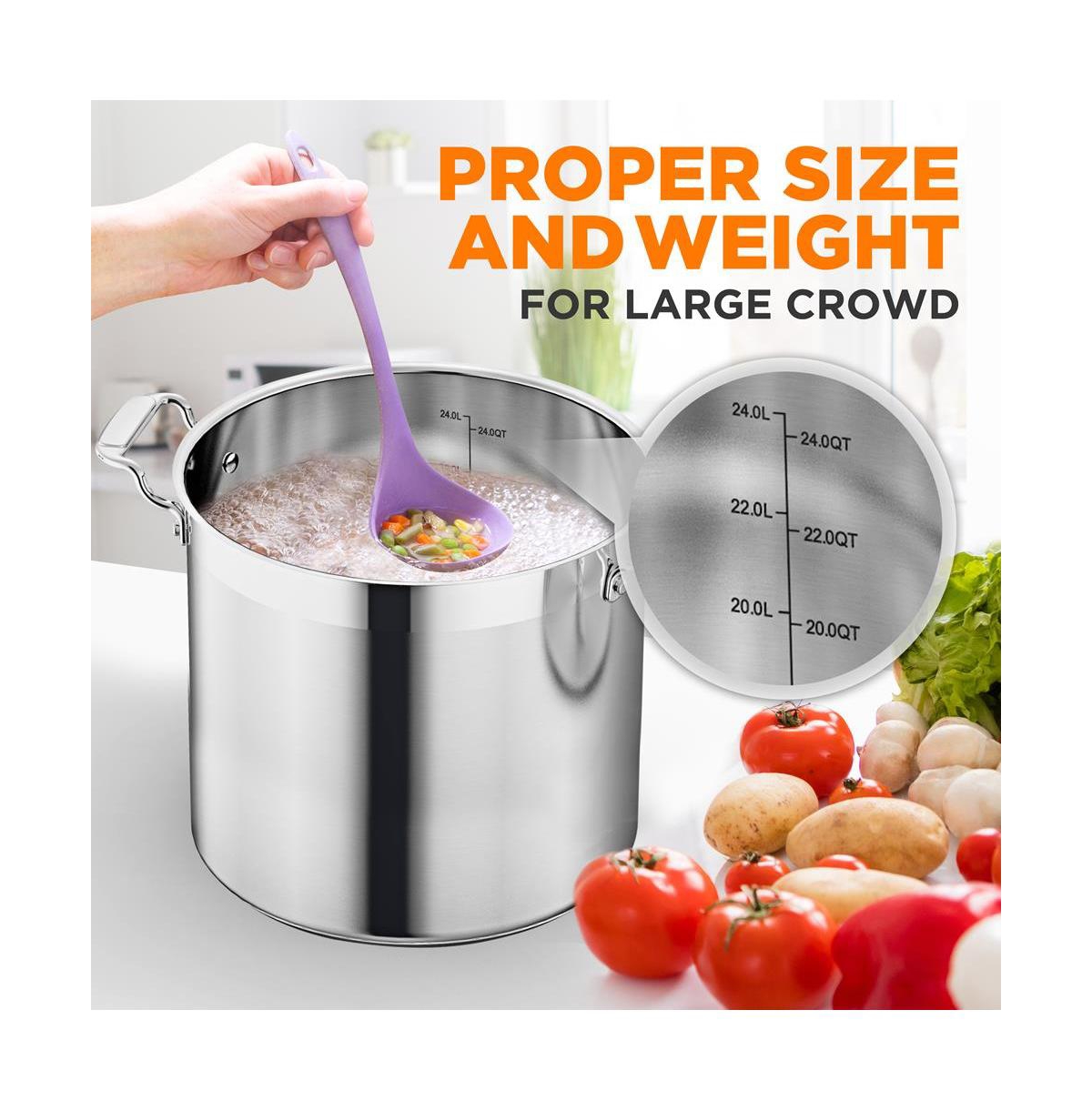 NutriChef Stainless Steel Cookware Stockpot - Quart, Heavy Duty Induction Pot