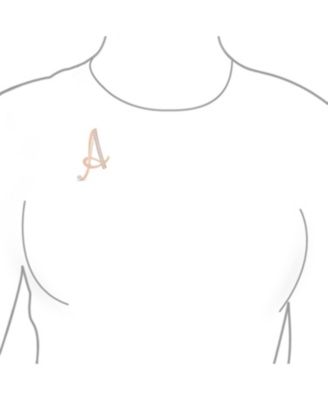 Large Statement ABC Pave Crystal Letters Alphabet Initial Scarf Lapel Pin Brooch Rose Gold Plated