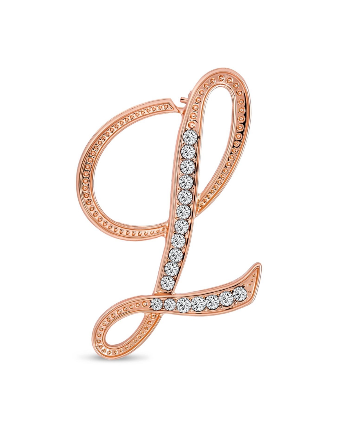 Large Statement Abc Pave Crystal Letters Alphabet Initial Scarf Lapel Pin Brooch For Women Rose Gold Plated - Rose m