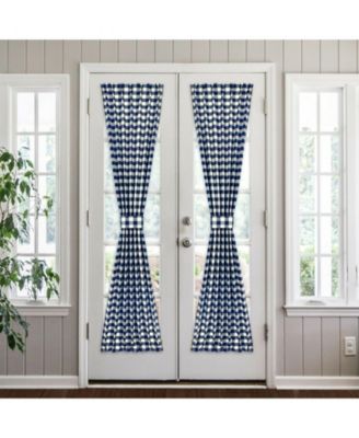 Plaid Country Farmhouse French Door Curtain Panel with Matching Tieback