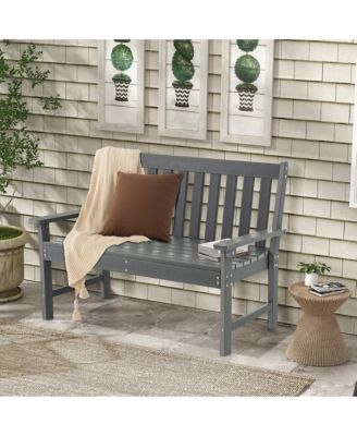 Garden Bench All-Weather HDPE 2-Person Outdoor Bench for Front Porch Backyard