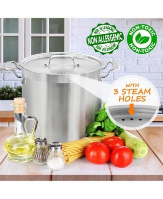 Stainless Steel Cookware Stockpot - 20 Quart, Heavy Duty Induction Pot, Soup Pot With Stainless Steel Lid